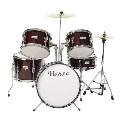 Havana 104-5WR 5-Piece Junior Acoustic Drum Set With Hardware- Wine Red - Image 2