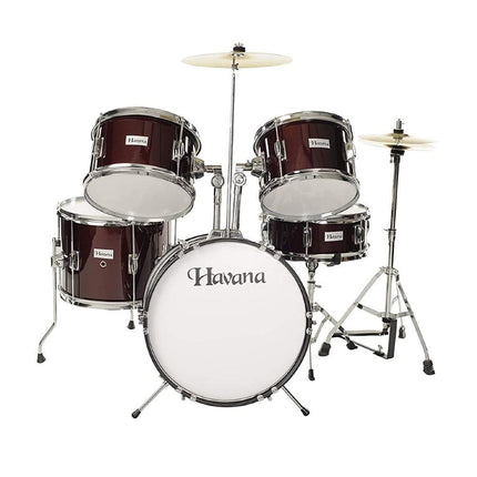 Havana 104-5WR 5-Piece Junior Acoustic Drum Set With Hardware- Wine Red - Image 4